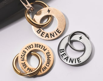 Custom Engraved Pet ID Tag, Personalized Collar Charm