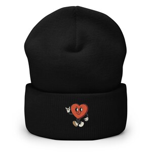 Cartoon Heart Embroidered Hat, Baseball Hat, Valentines Day Hat Cuffed Beanie