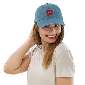 Cartoon Heart Embroidered Hat, Baseball Hat, Valentines Day Hat Denim Hat