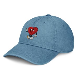 Cartoon Heart Embroidered Hat, Baseball Hat, Valentines Day Hat Denim Hat