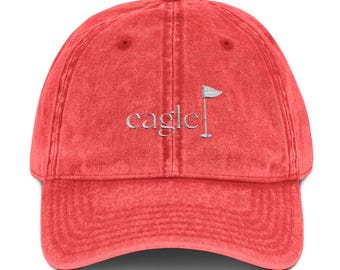 Eagle Vintage Cap with Embroidered Golf Flag | Perfect Gift for Golf Lovers, Casual Wear, Summer Outings, Outdoor Events, Sports Enthusiasts