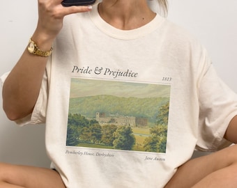 Pride and Prejudice shirt. Pemberley House Shirt. Mr. Darcy and Elizabeth Bennet shirt. Jane Austen shirt. Book lover shirt. classic books.