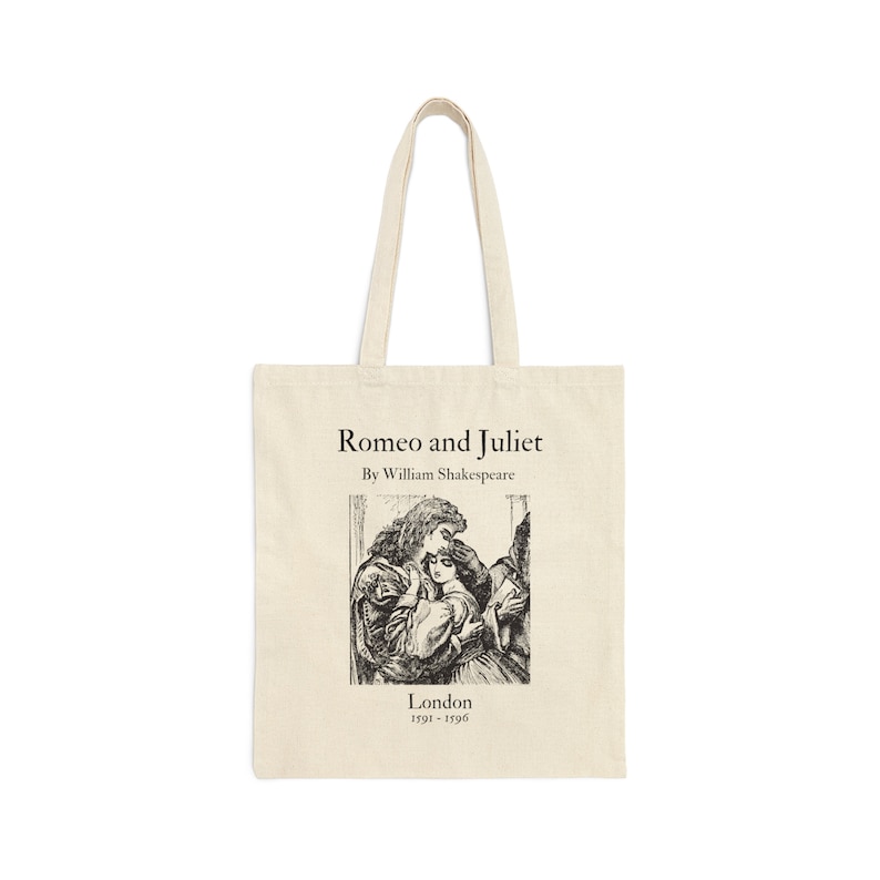 Romeo and Juliet Tote Bag. Shakespeare tote bag. William Shakespeare. Classical literature. Dark Academia tote bag. Book gift. Literature. image 2