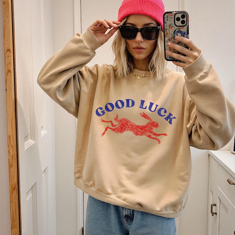 Good Luck Sweathirt. Lucky Rabbit Sweater. Easy Tiger. Cool Women's ...