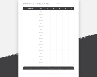 Gymdagboek, trainingslogboek, lifttracker, dagelijkse trainingtracker, afdrukbaar PDF-fitnessdagboek, cardiotrainingnotitieboekje, gewichtheffennotitieboek