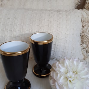 Set of 2 pretty mazagranen Porcelain black and gilded