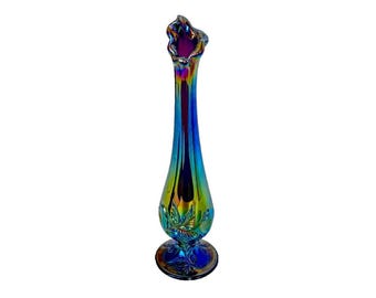 Vintage Fenton Amethyst Iridescent Glass Swung Vase – Inverted Strawberry  Design