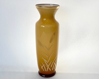 Retro Golden Harvest Gilded Wheat Vase 1970s