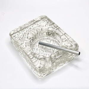 Vintage MCM Swedish Design 1960s Chunky Glass Ashtray