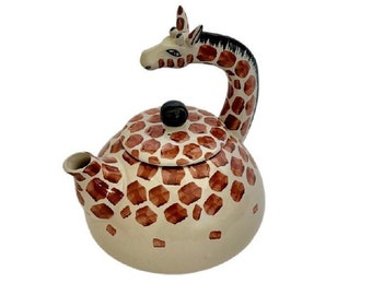 Rare Vintage 1990's Giraffe Teapot, Ceramic Tea Pot