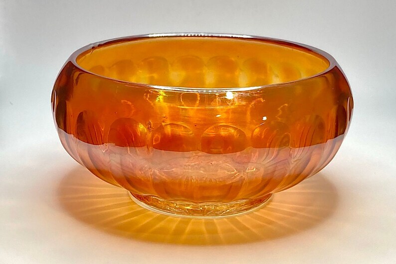Imperial Marigold Fluted Carnival Glass Bowl Art Deco Circa Etsy