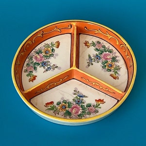 1920s Antique Japanese Hand Painted Divided Dish by Moriyama Mori-Machi
