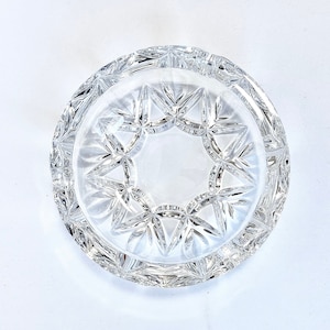 Vintage Royal Crystal Rock, RCR, Heavy Lead Crystal Ashtray 6&quot;, Original Sticker, Made in Italy Grade AAA