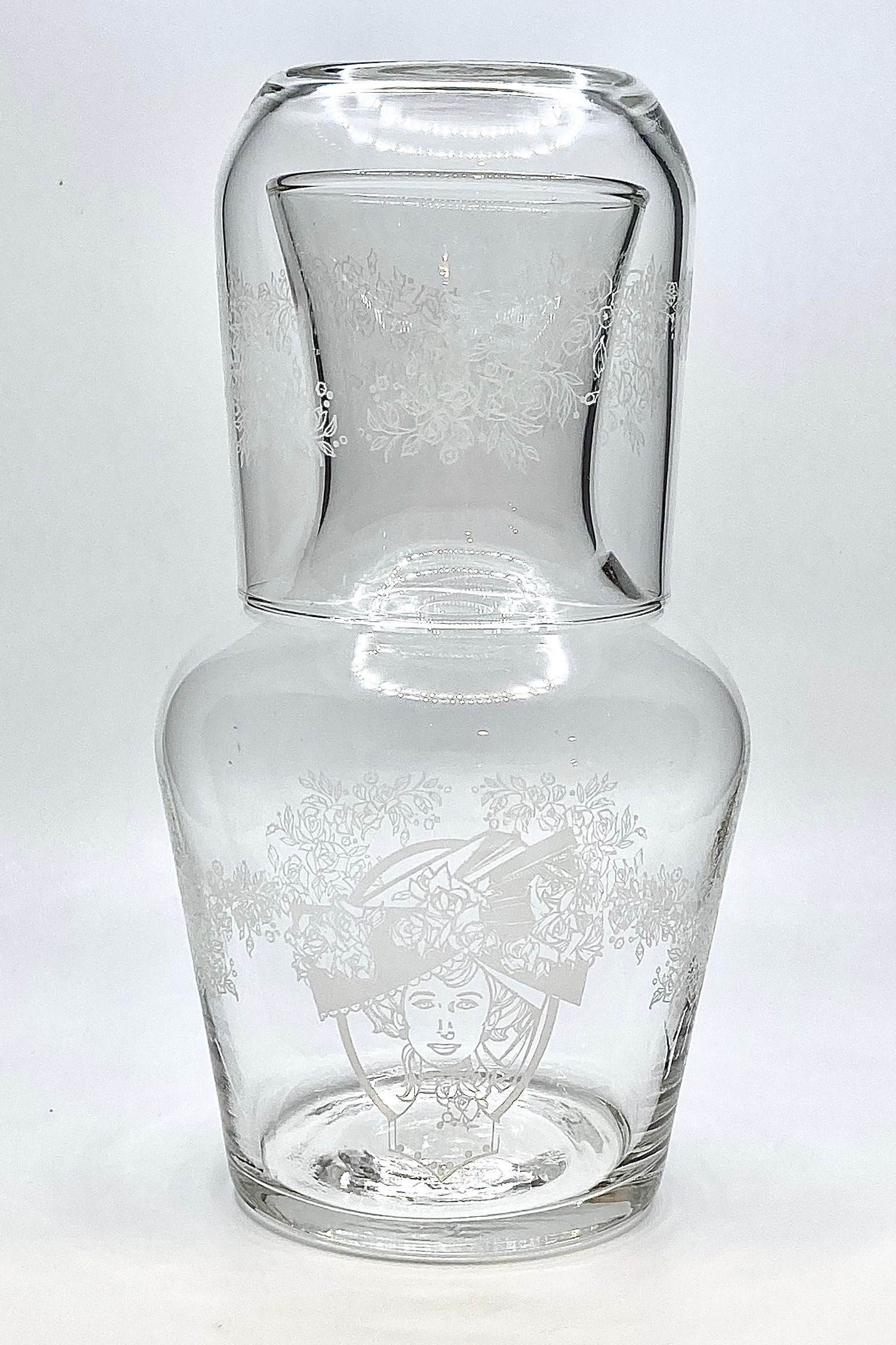 Vintage Nightstand Bedside Carafe With Acid Etched Portrait of Etsy