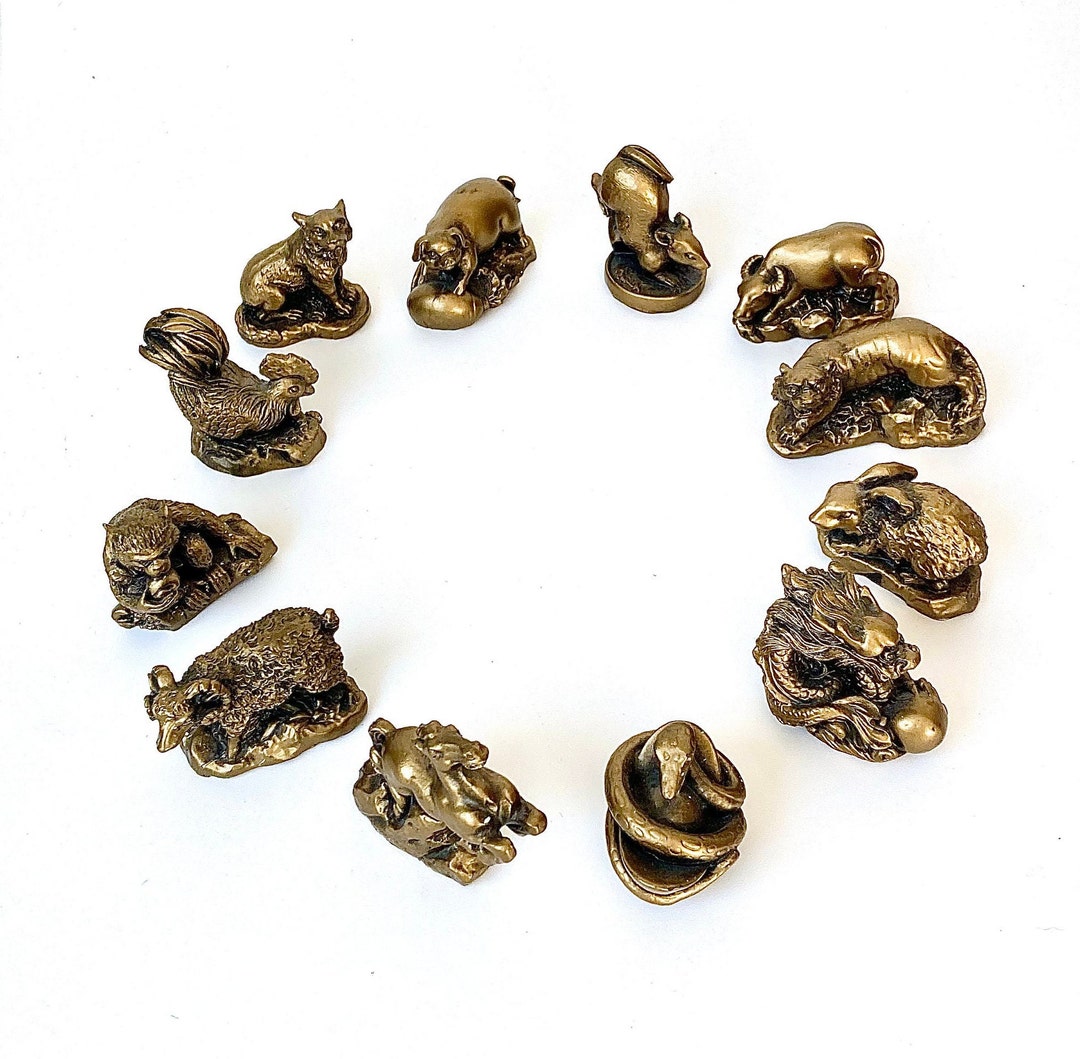 Vintage Chinese Zodiac Animal Figurines Tabletop Decor Etsy