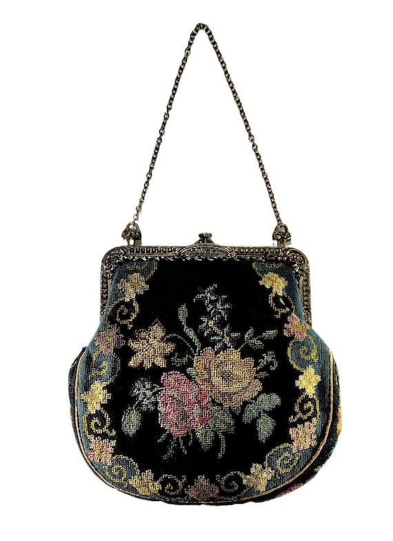 Vintage 1950's Micro Needlepoint Evening Bag Purs… - image 2