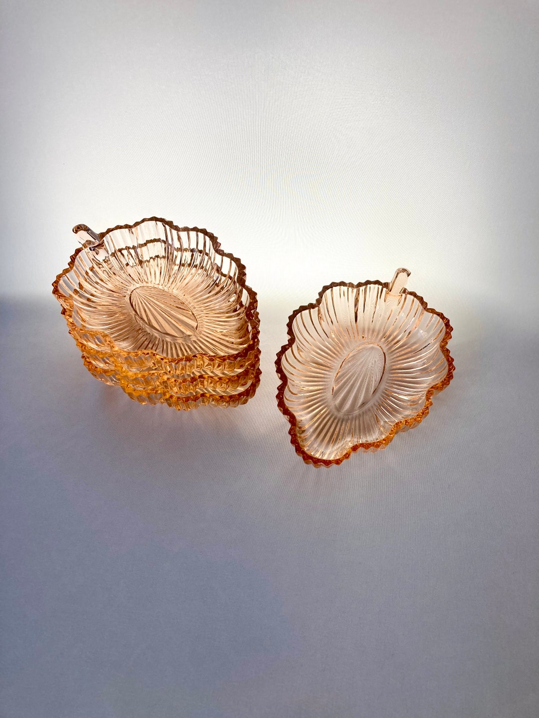 Federal Pink Depression Glass Leaf Dish 1960s Etsy
