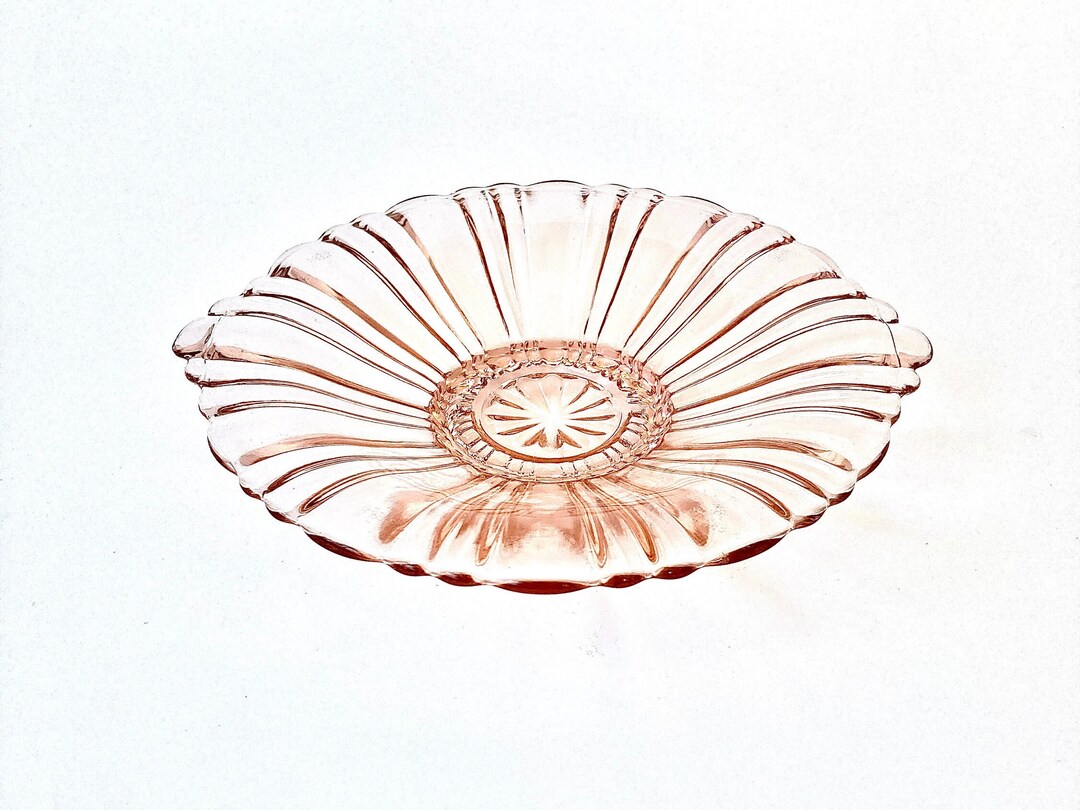 Vintage Pink Depression Glass Plate With Handles by Anchor Hocking old