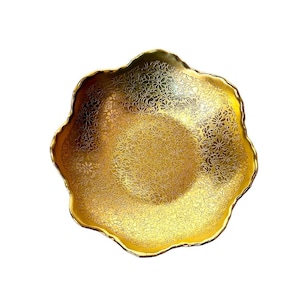 Vintage Pickard Art Deco Ring Dish: 24K Gold Etched Porcelain