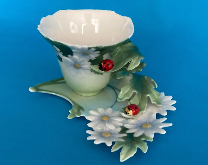 Franz Porcelain Cup, Saucer and Matching Spoon Ladybug Collection Etsy