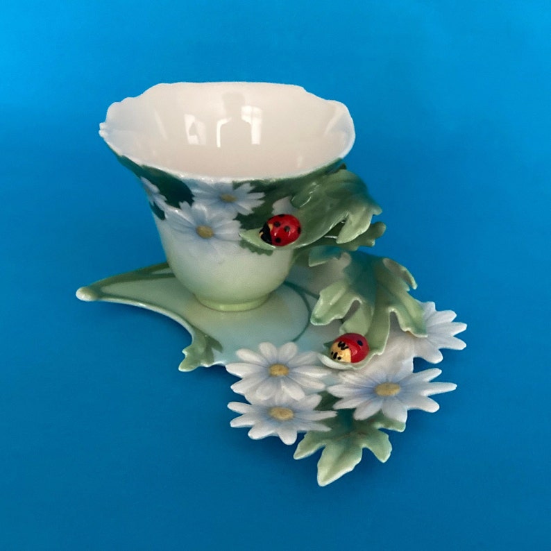 Franz Porcelain Cup Saucer and Matching Spoon Ladybug Etsy