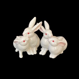 Pair of Vintage Fitz & Floyd White Bunny Rabbit Candlestick Holders, Circa 1980s