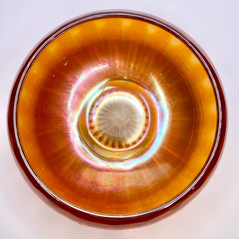 Imperial Marigold Fluted Carnival Glass Bowl Art Deco Circa Etsy