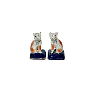 Statuette Chat En Céramique Pierre Noire - Yeux Verts, Décoration Bureau Ou Maison, Symbole De Chance (8x8x9 Cm)