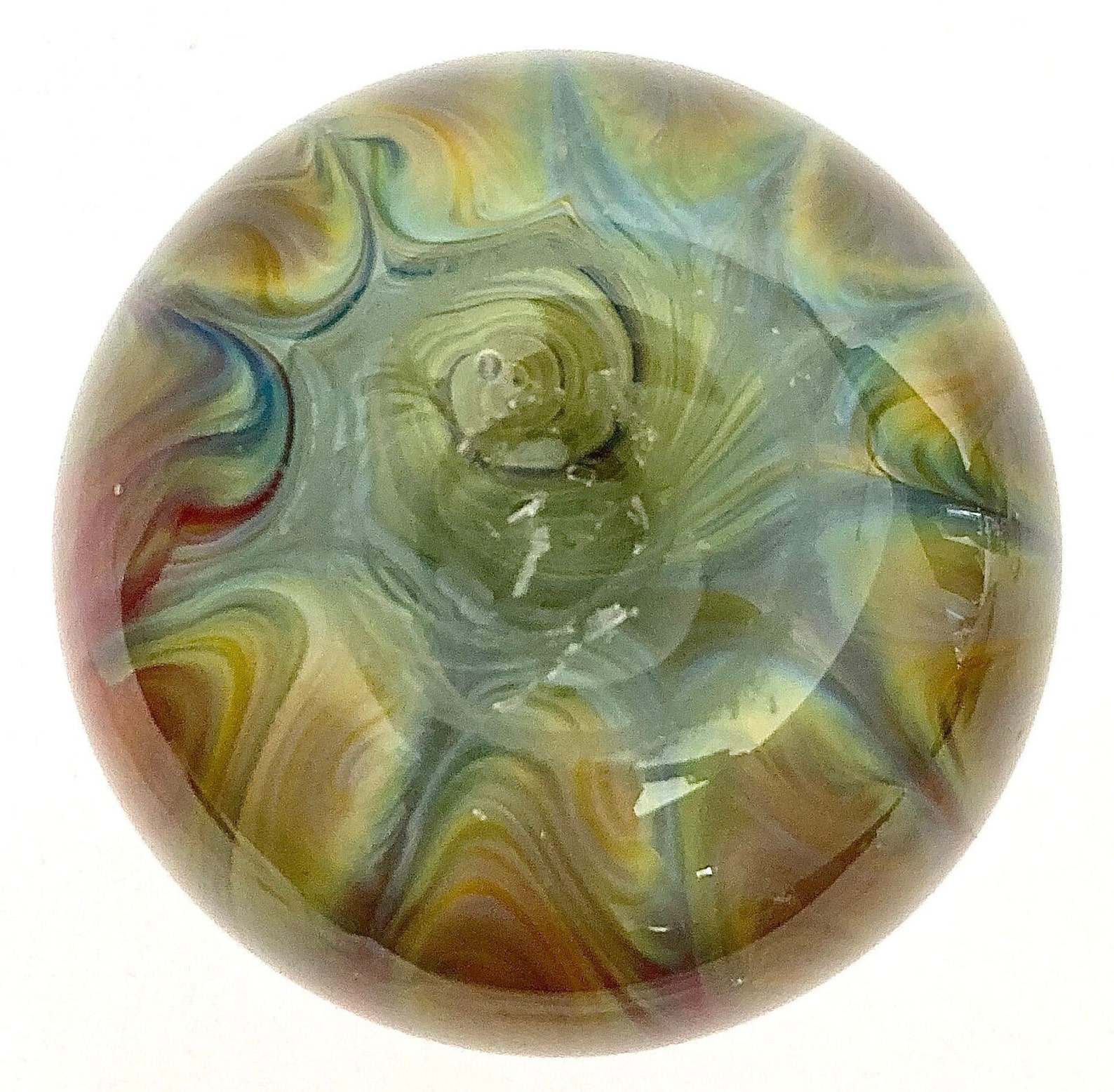 Vintage Buzz Williams Art Glass Vase: Iridescent Pulled Feather Design ...