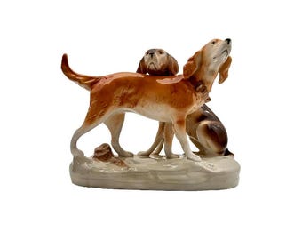 Vintage Porcelain | Royal Dux Czechoslovakia Hunting Dogs (1930s