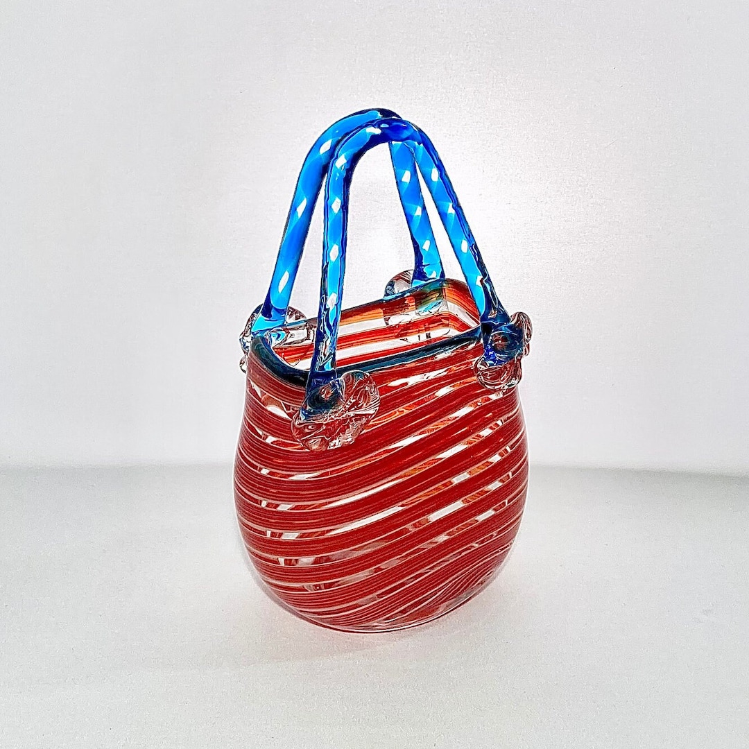 Vintage Murano Art Glass Hand Blown Glass Purse, Vase Etsy