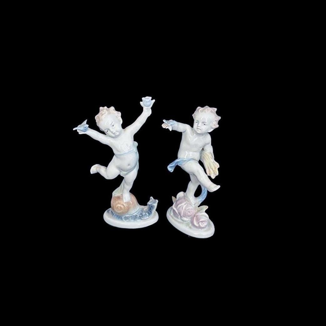 Vintage Metzler & Ortloff Porcelain Cherub Figurines, Four Seasons Collection Set