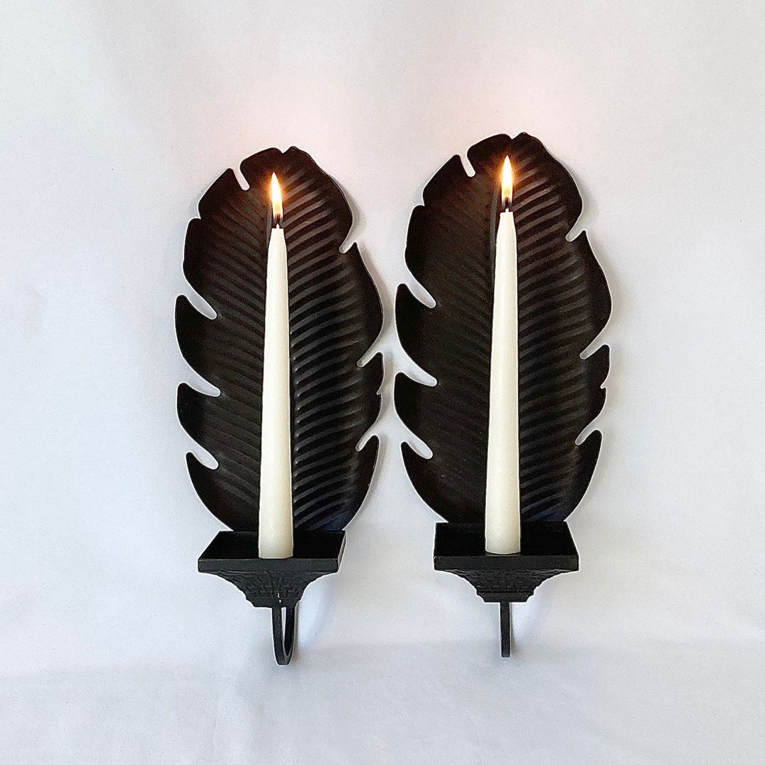 Island Escape Banana Leaf Wall Sconce by Partylite Taper or Etsy