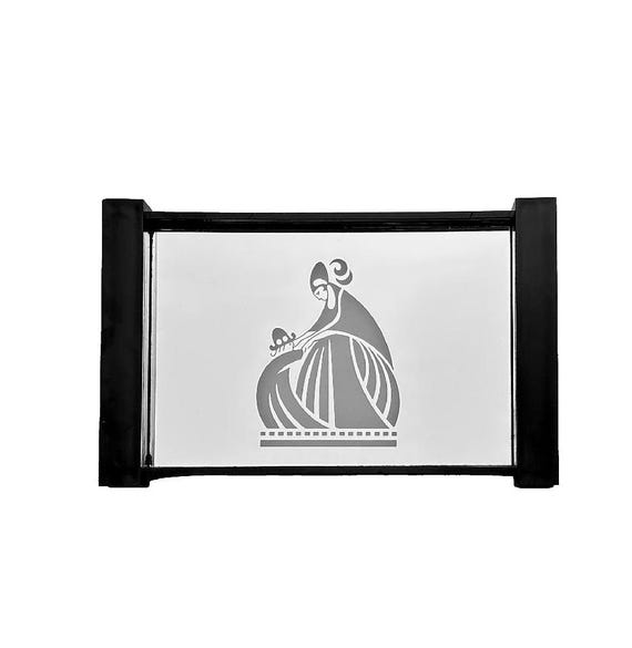 Vintage Lanvin Arpege Mirrored Perfume Tray: Mother & Child Logo