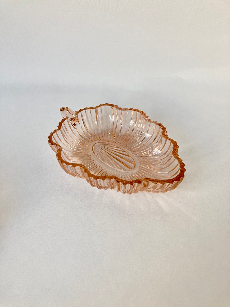 Federal Pink Depression Glass Leaf Dish 1960s Etsy