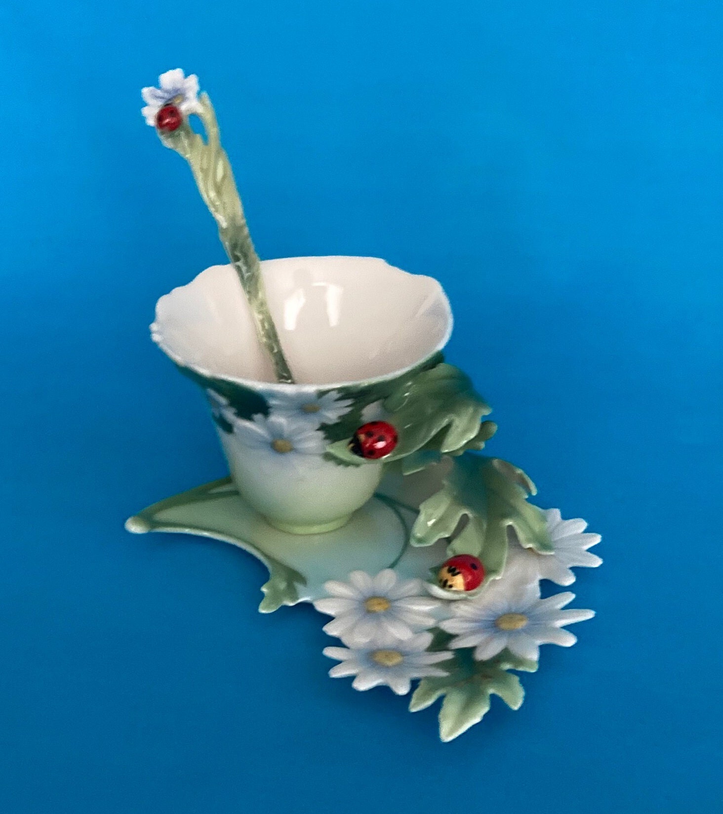 Franz Porcelain Cup Saucer and Matching Spoon Ladybug Etsy