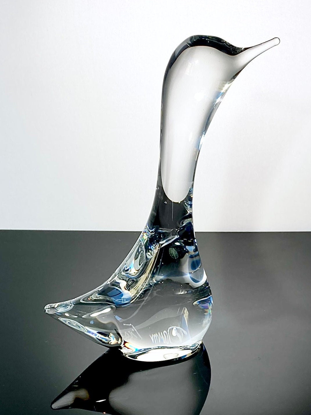 Vintage Mid Century Modern Daum of France Crystal Loon, Bird