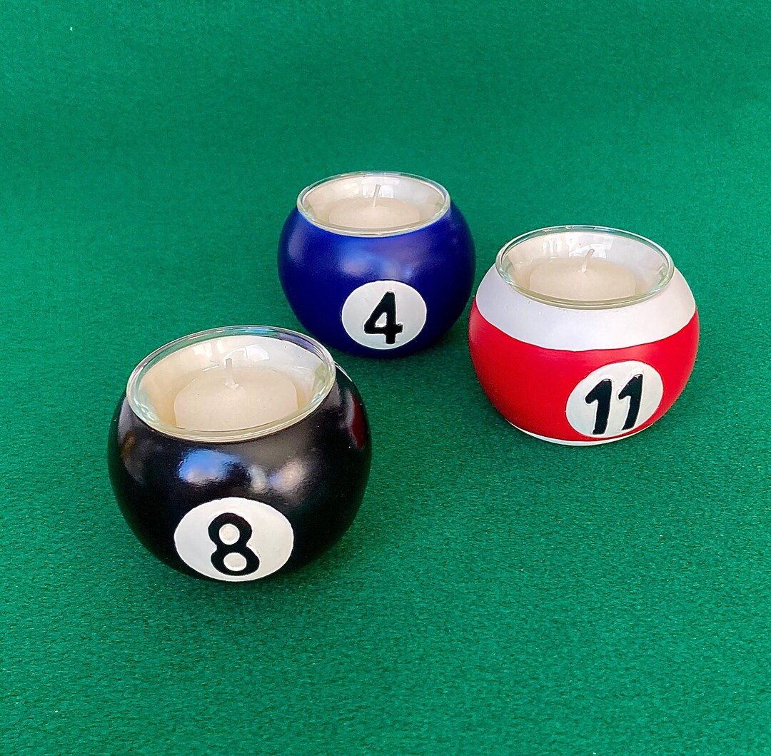 Set of Three Pool Ball Candle Holders Billiard Balls Hand Etsy