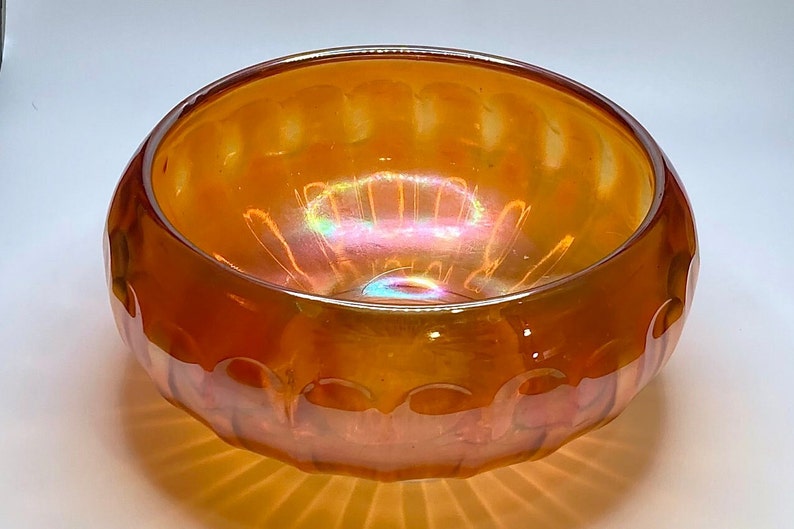 Imperial Marigold Fluted Carnival Glass Bowl Art Deco Circa Etsy