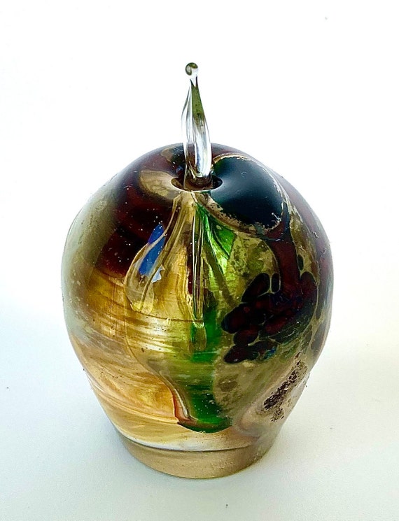 Vintage Bohemian Art Glass Green Chrysalis Perfum… - image 6