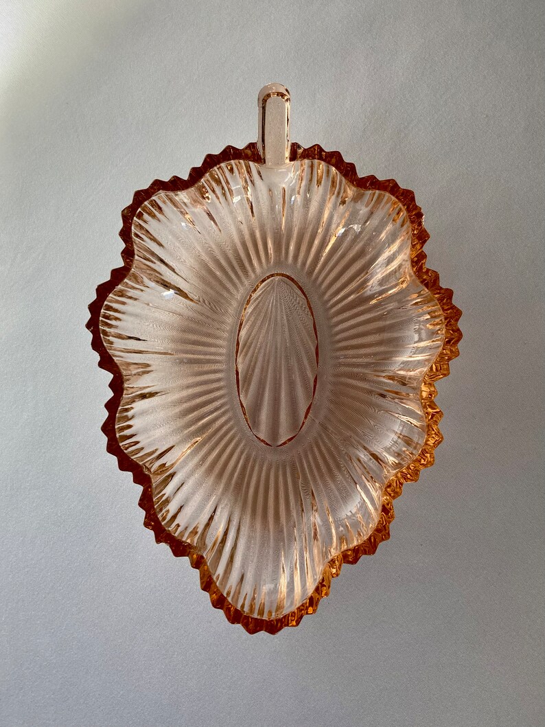Federal Pink Depression Glass Leaf Dish 1960s Etsy