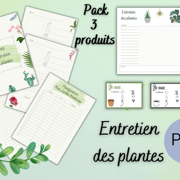 Fiches d'entretien des plantes, Cartes de Soins aux Plantes,Planificateur des Plantes d'intérieur,Téléchargement instantané,PDF, Carnet