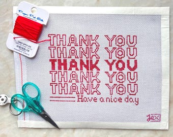 Thank you, next | Hand painted needlepoint canvas