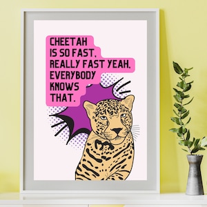 Han Stray Kids Quote Art, Han Jisung Cheetah Is So Fast Meme SKZ Poster, A4 and A5 Set, Pop Art Style, Digital Download, A4 and A5 Size Set
