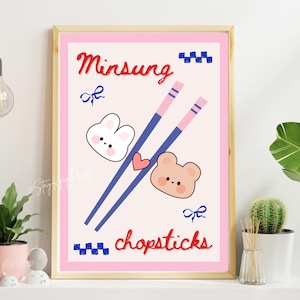 Impresión artística digital de Stray Kids Minsung, póster de Han Jisung y Lee Know de SKZ, linda decoración de habitación de Kpop, juego de tamaños A4 y A5, palillos