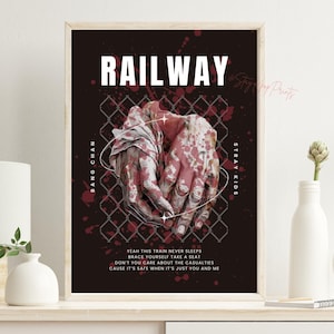 Póster de Bang Chan Railway, descarga digital, impresión artística de Stray Kids Hop, juego de tamaños A4 y A5, decoración de habitación Kpop, vampiro, gótico