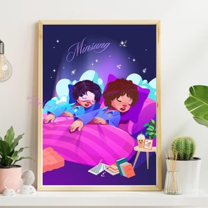 Descarga digital de la impresión artística de Stray Kids Minsung, póster de SKZ Han y Lee Know, juego de tamaños A4 y A5, decoración de Kpop, linda pareja de anime