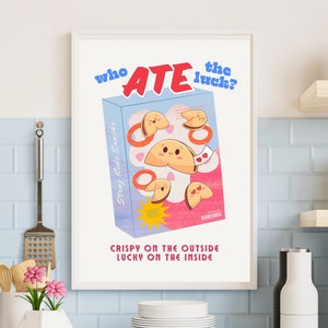 Stray Kids ATE Art Print Digital Download, SKZ Who Ate The Luck Poster, Glückskeks, A4 und A5 Größe Set, süßes Kpop Fan Zimmer Dekor, Retro