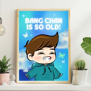 Impresión artística digital de Stray Kids Seungmin Bang Chan Is So Old, póster de pared con cita de SKZ, juego de tamaños A4 y A5, decoración del hogar de Kpop en azul