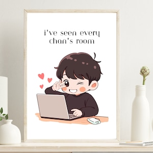 Impresión artística de la habitación de Stray Kids Chan, descarga digital, póster de SKZ Bang Chan, juego de tamaños A4 y A5, ilustración de anime Kpop, fandom de STAY